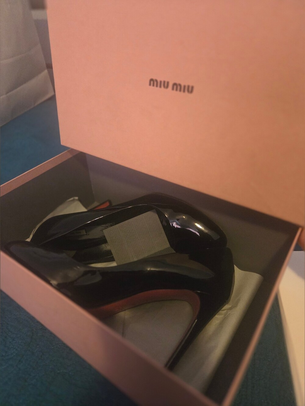 Miu Miu Vernice Patent Leather Almond Toe Pumps